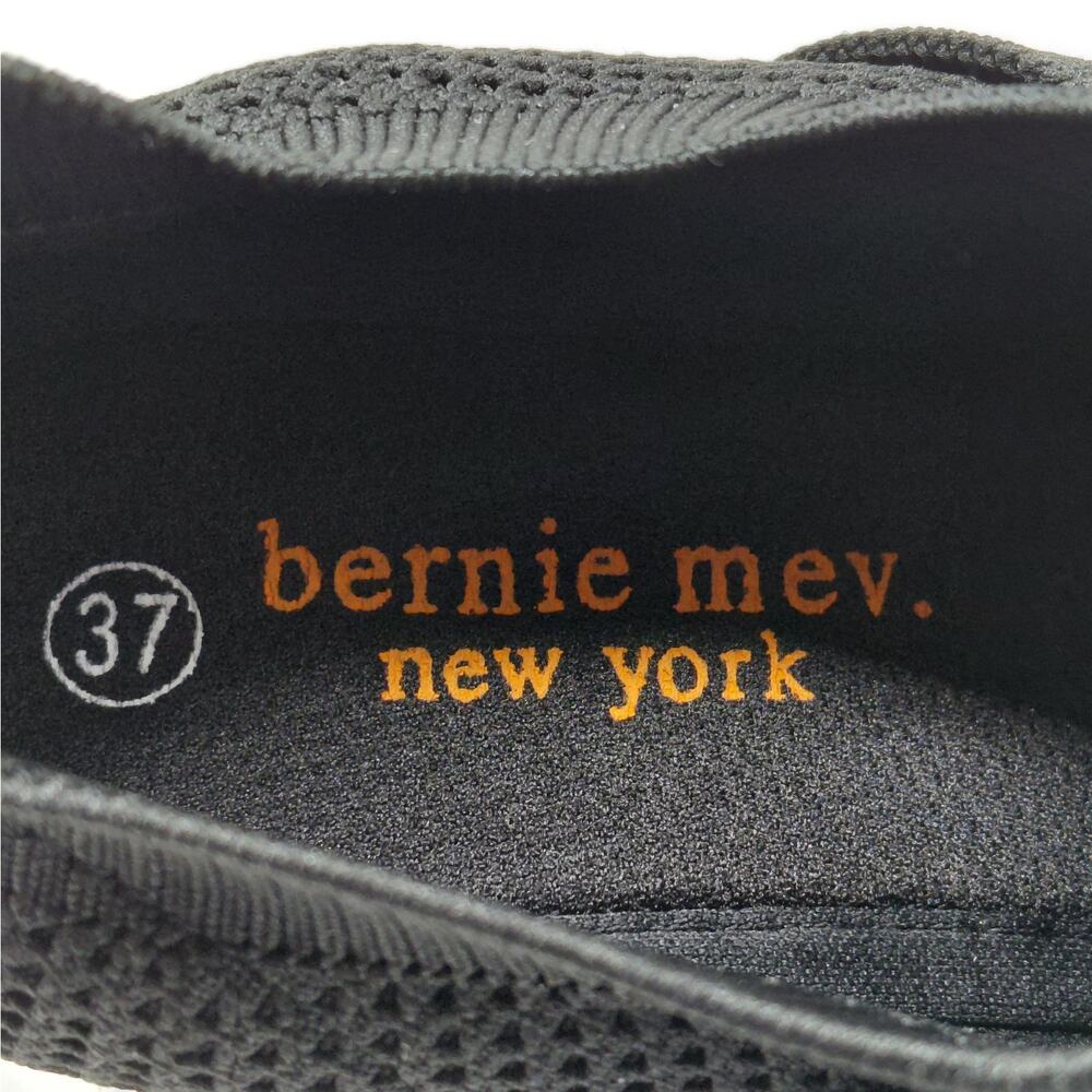 Bernie Mev Womens Comfort Shoes Size 37 Black Knit Chunky Slip On Work Booties - Picture 9 of 12